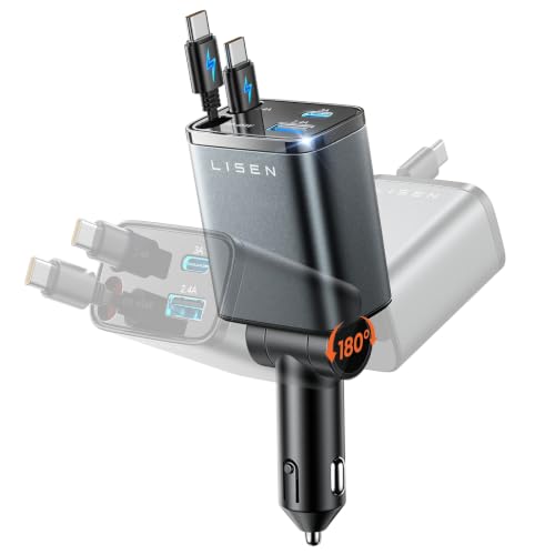 Lisen Retractable Car Charger w/ Dual USB-C Cable 75W Deal