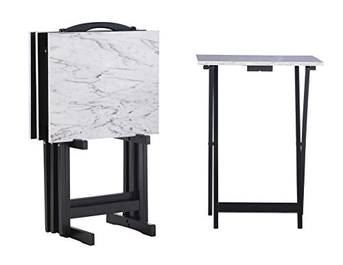 Linon Tray Table Set, 15.75"D x 18.9"W x 26.38"H, White Deal