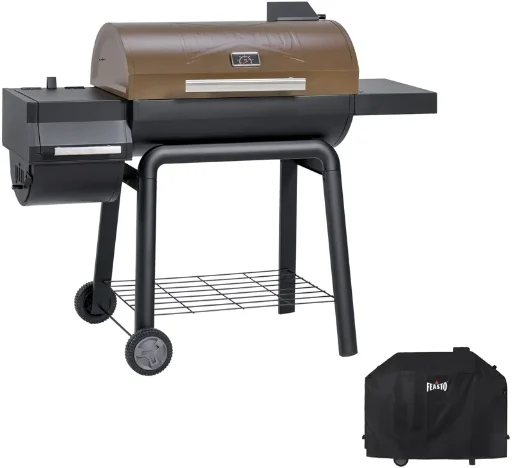 Feasto 30" Charcoal Barrel Grill w/ Side Burner & Grill Cover Deal