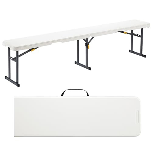 FanttikOutdoor 6ft Plastic Folding Bench with Safety Lock Carrying Handle