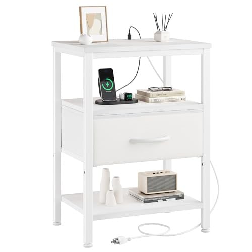 DUMOS Bedside Table w/ Charging Station
