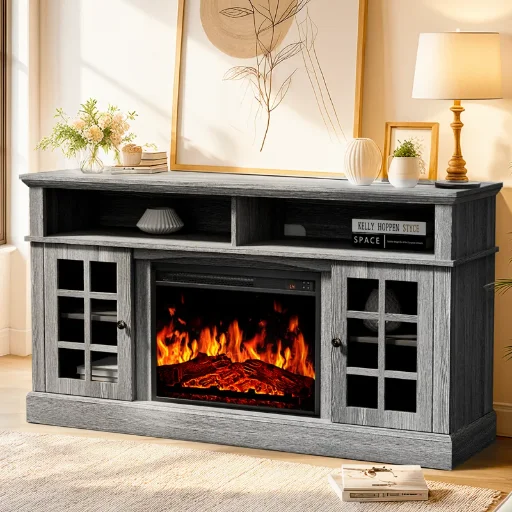 August Grove Anias TV Stand w/ Electric Fireplace for TVs up to 70" Deal