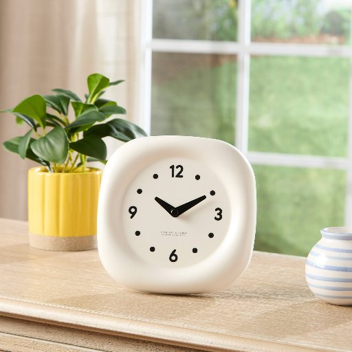 Mainstays By Becky G. & Alejandra 6.3" Tabletop Clock (Off-White)