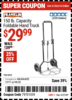 FRANKLIN 150 lb. Capacity Foldable Hand Truck