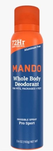 MANDO Whole Body Invisible Spray Deodorant 2-Pack 3.6-Oz