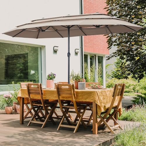 Ainfox 15ft Double-Sided 3-Tier Rectangular Patio Umbrella