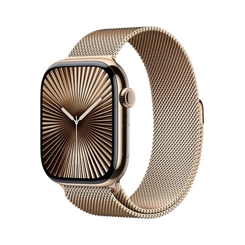 Apple Watch Series 10 GPS + Cellular 46mm Gold Titanium Case with Gold Milanese Loop
