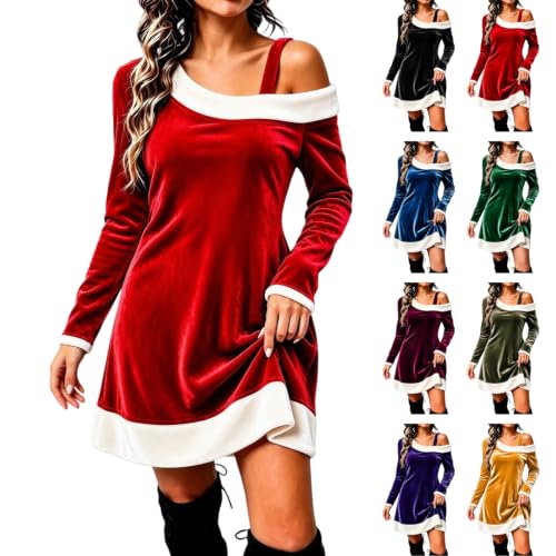 Women One Shoulder Christmas Mini Dress