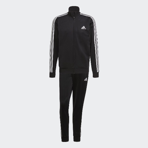 adidas Men's Essentials 3-Stripes Track Suit: Jacket + Pants (Black/White)