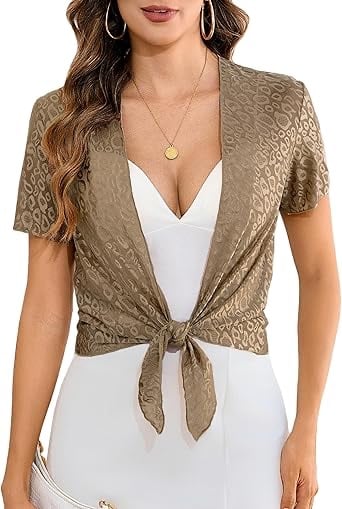 Totatuit Tie Front Shrugs Sheer Bolero  Deal