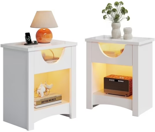 2-Pack Bestier Charging Station Nightstands (White)