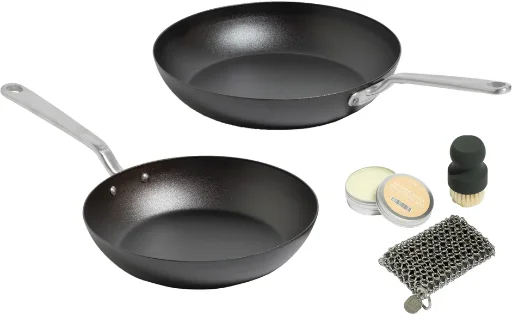 Made In 2-piece Seasoned Carbon Steel Frying Pan Set with Carbon Steel Care Kit Deal