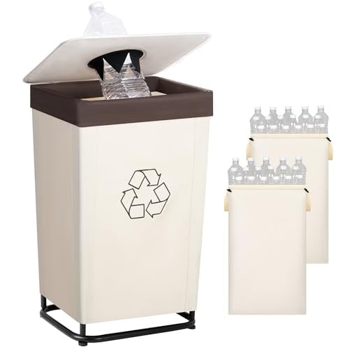 StorageWorks 29-Gallon Recycling Bin w/ Lid & 2 Washable Bags (Beige) Deal