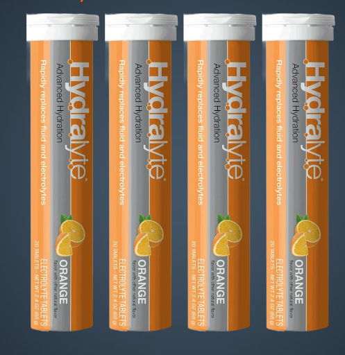 Hydralyte Electrolyte Hydration Tablets - Orange Flavor (80 Total) 4-Pack Deal