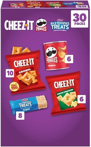 Kellogg's Cheez-It, Pringles & Rice Krispies Treats Snacks Mega Variety Pack (30 Count) Deal