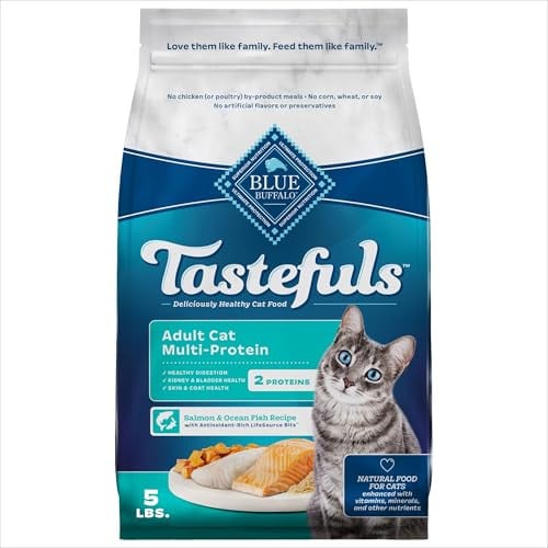 Blue Buffalo Tastefuls Adult Cat Dry Food, Multi-Protein Salmon & Ocean Fish Recipe, 5-lb. Bag Deal