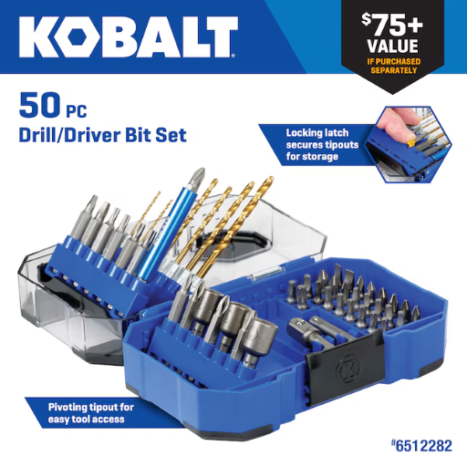 Kobalt 50-Piece Titanium HSS Twist Drill Bit Set