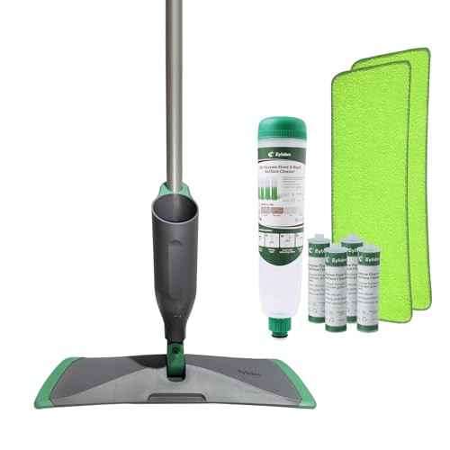 Eyliden Spray Mop w/ 2-Piece Reusable Microfiber Pads & 4-Pack 10ml Natural Bio-Enzyme Concentrate Cleaners