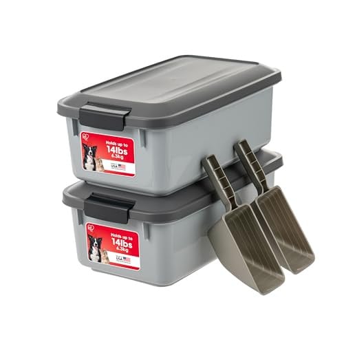 IRIS USA WeatherPro Airtight Pet Food Storage Container, Up to 14 lbs