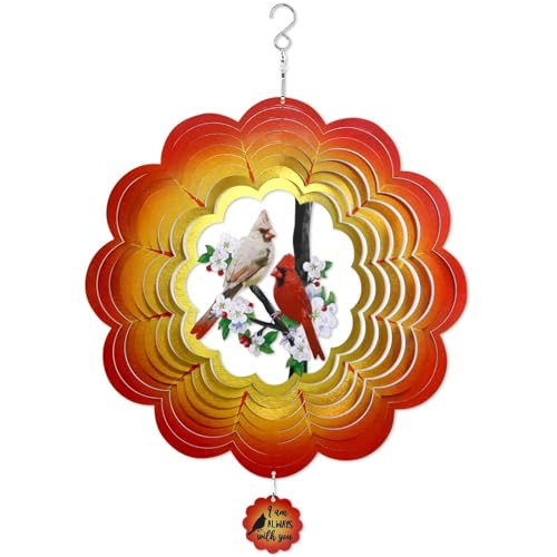 Tuitessine Wind Spinner Red Cardinal Birds 3D Metal Outdoor Garden Decor