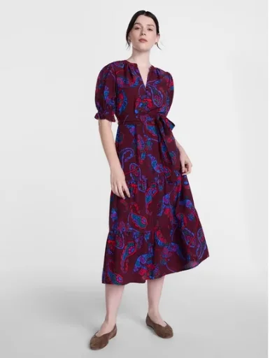 Scenario Women's and Women's Plus Tiered Midi Dress with Short Sleeves (XS-4X)