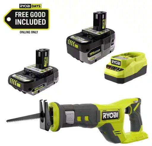 Ryobi ONE+ 18V HIGH PERFORMANCE Kit w/ 4.0 Ah Battery, 2.0 Ah Battery, Charger, & FREE ONE+ Cordless Reciprocating Saw Deal