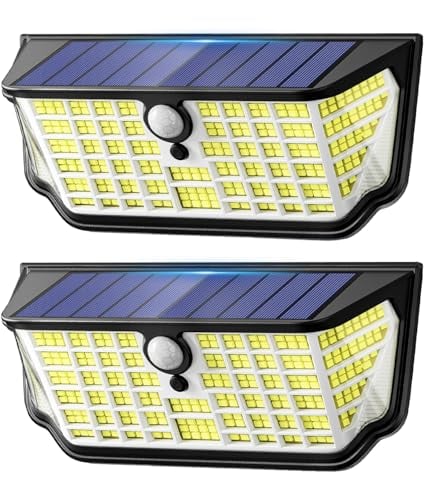 TuyLuxe 2-Pack 4500LM 300° Solar Motion Sensor Outdoor Flood Light w/ 326 LEDs
