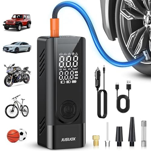 JUSUOX 150 PSI Portable Tire Inflator Air Compressor w/ Dual Power Deal