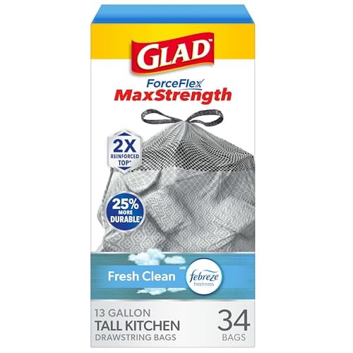 Glad ForceFlex MaxStrength Kitchen Trash Bags 34-Count 13-Gal Deal