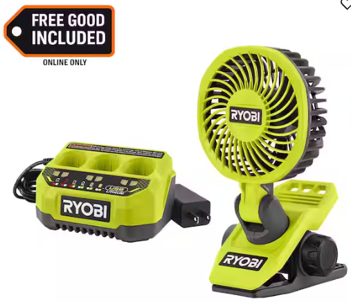 Ryobi USB Lithium 3-Port Charger with Cordless Clamp Fan Deal