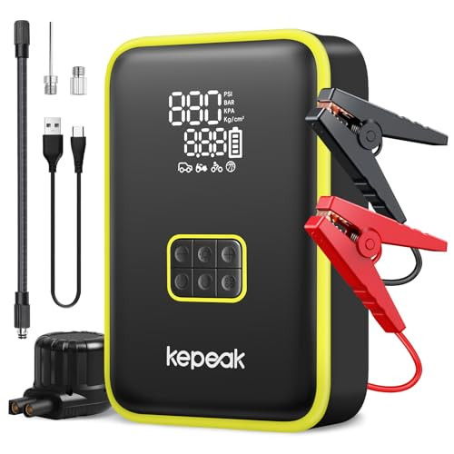 4000A Car Jump Starter & 160PSI Tire Inflator Air Compressor w/ 18000mAh Power Bank