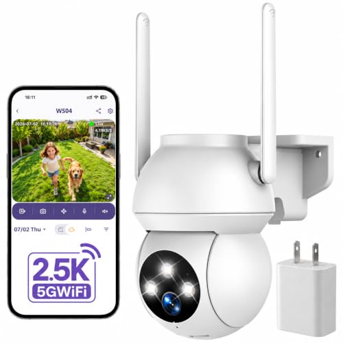YOTON 2.5K Outdoor Security Camera, Plug-In 5GHz WiFi Home Security Cam