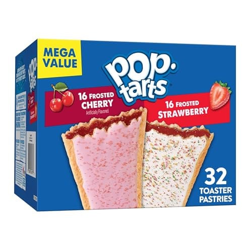 Pop-Tarts Toaster Pastries, Frosted Cherry & Frosted Strawberry Variety Pack, 32 Count