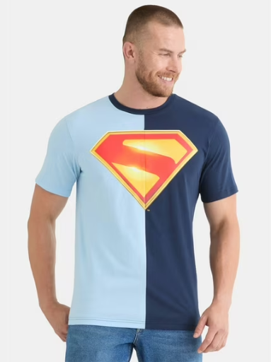 Superman Men's and Big Men's Two Tone Graphic Tee
