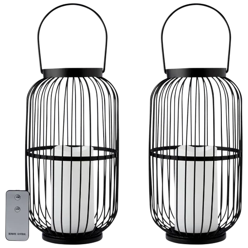 South Street Loft 2-Pack 11" Metal Oblong Wire Flameless Candle Lanterns w/Remote Deal