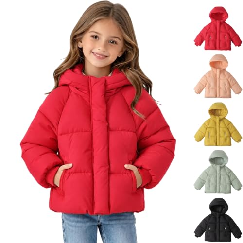 Kids Hooded Puffer Jacket with Zipper Pockets
