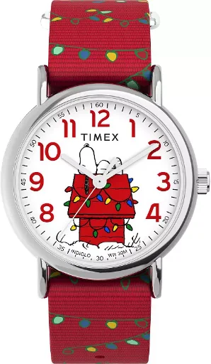 Timex Weekender x Peanuts Snoopy Holiday Fabric Strap Watch + $10 Kohls Cash