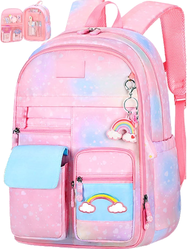 Ficcug School Bag Backpacks for Girls Pink