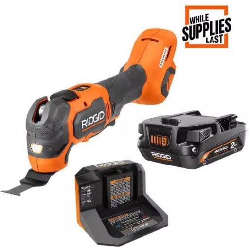 RIDGID 18V Brushless Cordless Oscillating Multi-Tool Kit with 2Ah MAX Output Battery and Charger