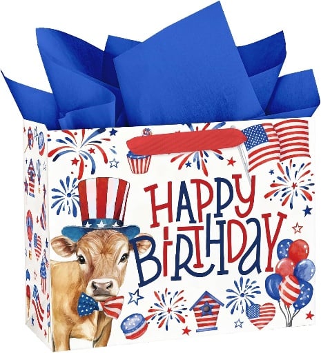 Large Patriotic Cow Gift Bag