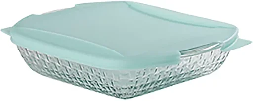 8" Anchor Hocking Basketweave Embossed Bakeware Cake Dish