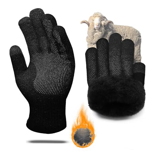 CozyGalar Thermal Merino Wool Gloves w/ Touchscreen Fingers