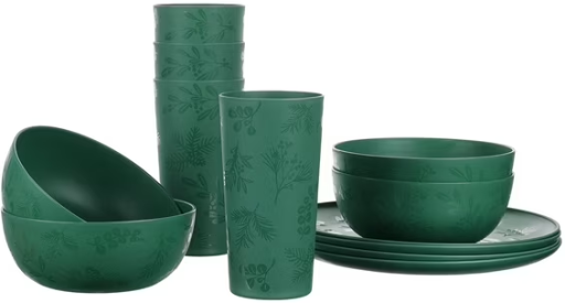 Mainstays 12-Piece Plastic Etched Dinnerware Set
