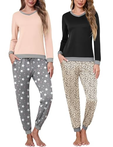Frcdaunrs 2 Pack Womens Pajama Sets
