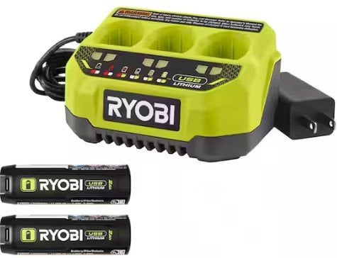 RYOBI USB Lithium Starter Kit with (2) 2.0 Ah Batteries and 3-Port Charger + (2) 3.0 Ah Batteries Deal
