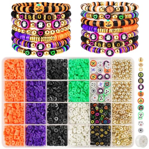 Gionlion 3500 Pcs Halloween Clay Beads Bracelet Making Kit