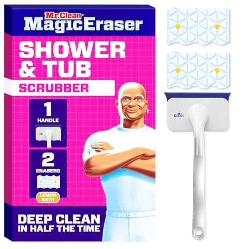 Mr. Clean Magic Eraser Shower & Tub Scrubber Lemon Starter Kit 1 Scrubber & 2 Foaming Magic Erasers Deal