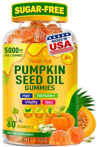 Pumpkin Seed Oil for Hair Growth 60 Count Gummies with Saw Palmetto