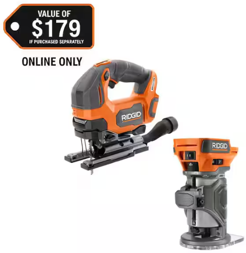 RIDGID 18V Brushless Cordless 2-Tool Combo Kit with Jig Saw and Router