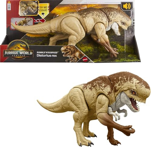 Mattel Jurassic World Rebirth Distortus Rex Rumble N Rampage Dinosaur Action Figure 22"